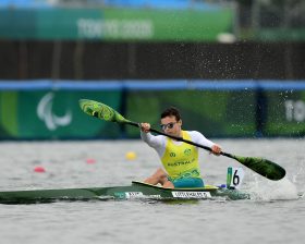 Dylan Littlehales  (AUS) Kayak single 200m KL3
Sea Forest Waterway / Canoe Sprint
2020 Tokyo Paralympic Games
Paralympics Australia / Day 10
Tokyo Japan :  Friday 3 Sept  2021
© Sport the library / Jeff Crow / PA